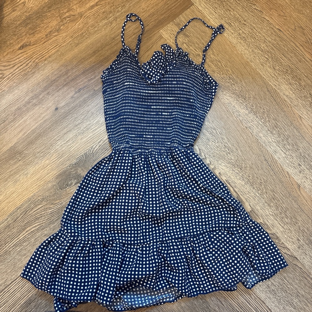 Navy Polka Dot Backless Dress